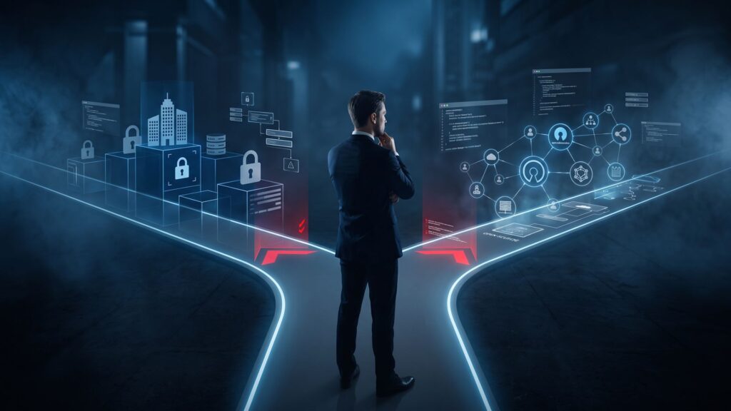IT-Entscheider am strategischen Scheideweg zwischen proprietärer und Open-Source-Infrastruktur.